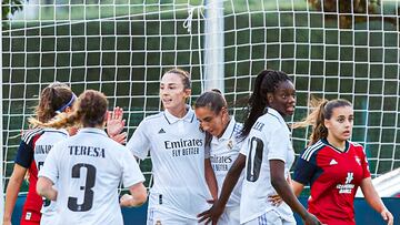 Weir, tras marcar su primer gol de blanco en la pretemporada del Real Madrid.