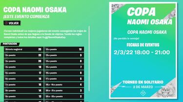 Copa Naomi Osaka en Fortnite: cómo conseguir gratis sus skins