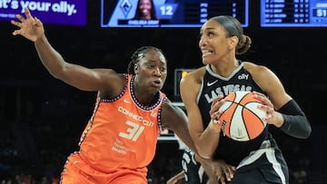 The Las Vegas Aces superstar etched her name into the WNBA record books Sunday night, becoming the first player in history to record a double-double.