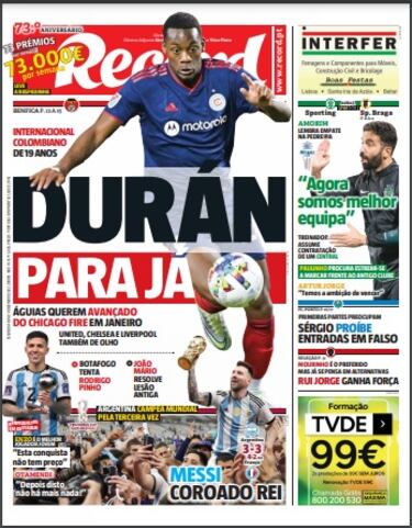 Benfica se interesa en Jhon Jader Durán: “Lo quieren para enero”