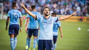 David Villa celebra uno de sus 19 goles con el New York City FC en la temporada de la MLS.