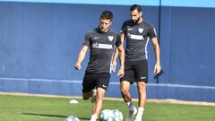 Keko, en un entrenamiento con el M&aacute;laga.