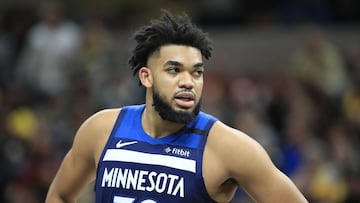 Karl-Anthony Towns, durante un partido de la NBA con los Minnesota Timberwolves