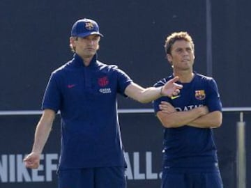 Tito con Rubí durante el comienzo de la pretemporada del Barcelona.