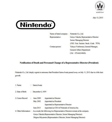 Fallece Satoru Iwata, presidente de Nintendo