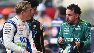 Lawson y Alonso, en el GP de Estados Unidos de F1 2024.