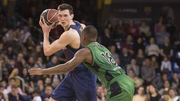 Rodions Kurucs, durante un partido con el Barcelona ante el Joventut.