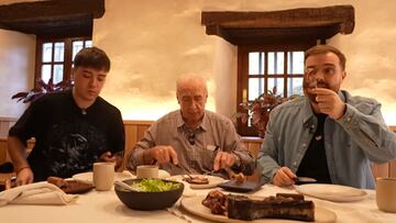 Ibai lleva a su abuelo a comer a uno de los mejores restaurantes del mundo y sorprende con el punto de la carne: “Mantequilla pura”