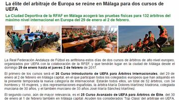 La UEFA blinda a sus árbitros de élite en Málaga