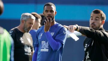 Jonas Ramalho, en un entrenamiento del Málaga.