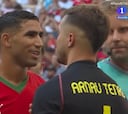 Achraf se encaró con Arnau Tenas antes del penalti del 1-0