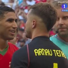 Achraf se encaró con Arnau Tenas antes del penalti del 1-0