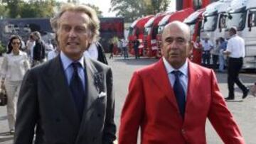 La salida de Montezemolo, en la imagen junto a Botín, no afectará a la continuidad de Fernando Alonso.