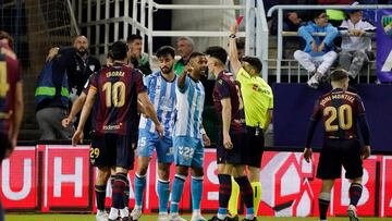 Expulsión de Juande durante el Málaga - Levante.