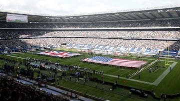 Britain American Football - Los Angeles Rams v New York Giants - NFL International Series - Twickenham Stadium, London, England - 23/10/16
 General view of Twickenham during the national anthems 
 Action Images via Reuters / Matthew Childs
 Livepic
 EDITORIAL USE ONLY.