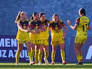 Irene Guerrero celebrates her goal 1-2 of America during the 8th round match between Cruz Azul and America as part of the Liga BBVA MX Femenil, Torneo Clausura 2026 at Unidad Deportiva Centenario Stadium, on February 09, 2026 in Cuernavaca, Morelos, Mexico.