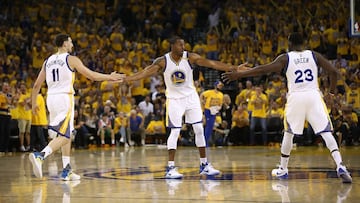 Thompson, Iguodala y Green.