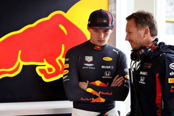 Max Verstappen y Christian Horner, de Red Bull, en Interlagos.