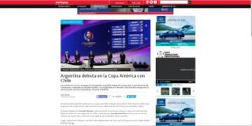 Diario Crónica hizo énfasis en el estreno de Argentina ante La Roja.