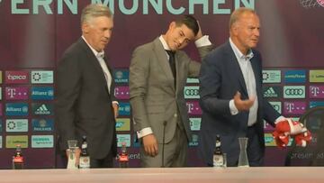 El percance en la presentación de James que enojó a Rummenigge