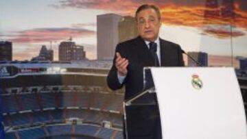 Florentino Pérez, durante su encuentro con la Prensa.