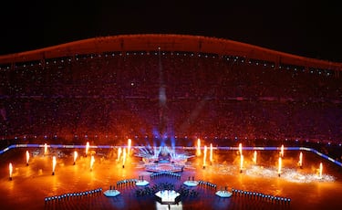 Fuegos artificiales en la ceremonia de apertura de la final de la Champions League.