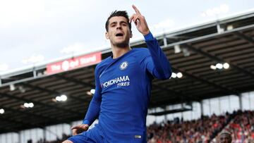 Morata celebra un gol con el Chelsea.