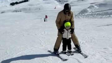 Rafa Nadal esquiando con su hijo en Baqueira Beret