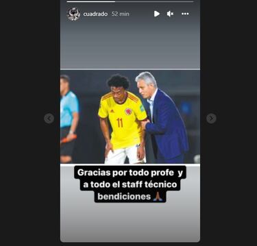 Cuadrado despide a Reinaldo: “Gracias por todo profe”