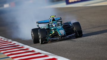 Fernando Alonso of Spain drives the (14) Aston Martin Aramco F1 Team AMR26 Honda during the Formula 1 Aramco Pre-Season Testing 1 2026 in Sakhir, Bahrain, on February 12, 2026 (Photo by Alessio Morgese/NurPhoto via Getty Images).
