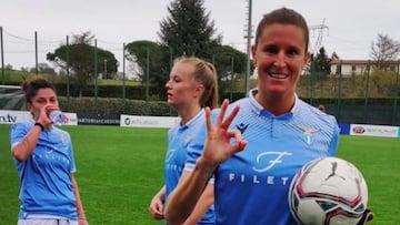 Adriana Mart&iacute;n tras lograr un hat-trick con el Lazio.