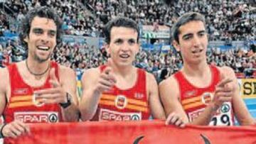 <b>LOS TRES GRANDES. </b>Gallardo, Higuero y Casado, tras ganar las medallas en el Europeo indoor 2007.