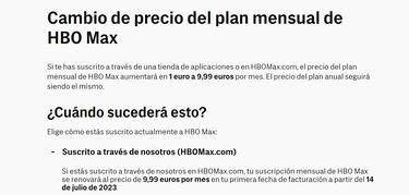 HBO MAX aumenta el precio de su tarifa en España