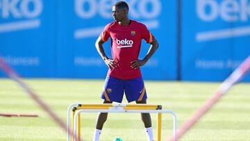 Ousmane Demb&eacute;l&eacute;, en un entrenamiento de esta pretemporada.