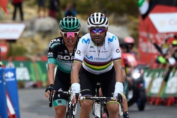 Alejandro Valverde precedió a Rafal Majka en la meta y logró retener la segunda plaza en el podio de la Vuelta.