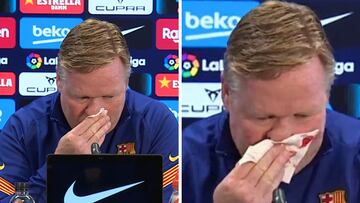 ¡Koeman empezó a sangrar en plena rueda de prensa!