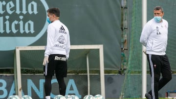 &Oacute;scar Garc&iacute;a durante un entrenamiento en las instalaciones de A Madroa.
 