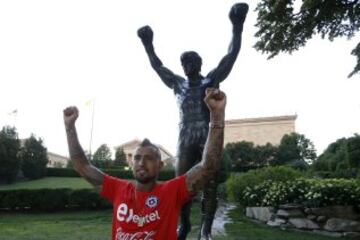 Los seleccionados visitaron la estatua de Rocky Balboa en Filadelfia.