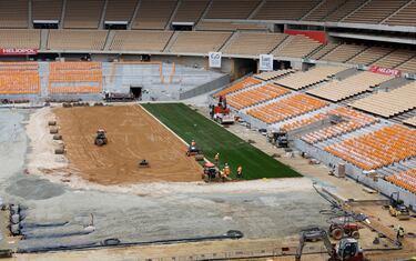 Obras en el estadio de La Cartuja. 
