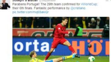 Blatter, felicitando a Cristiano.