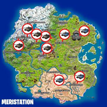 Todas las ubicaciones de Tanques Titán en la Temporada 2 de Fortnite Capítulo 3