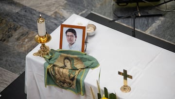 The Colombian congress holds a mass for Senator Miguel Uribe Turbay in Colombia on June 11, 2025. (Photo by Sebastian Barros/NurPhoto via Getty Images)