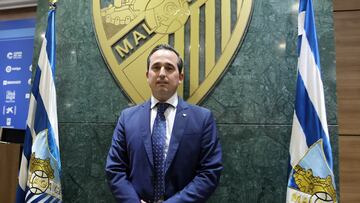 Kike Pérez en su presentación como nuevo director general del Málaga.