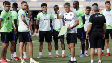 M&iacute;chel, en un entrenamiento del Getafe.