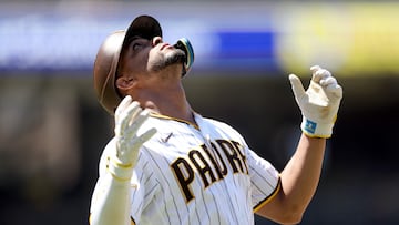 SAN DIEGO, CALIFORNIA - AUGUST 23: Xander Bogaerts #2 of the San Diego Padres reacts after flying out during the fourth inning of a game against the Miami Marlins at PETCO Park on August 23, 2023 in San Diego, California.   Sean M. Haffey/Getty Images/AFP (Photo by Sean M. Haffey / GETTY IMAGES NORTH AMERICA / Getty Images via AFP)