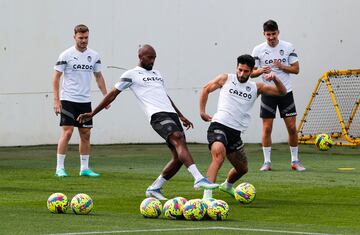 Cömert con Foulquier durante un entrenamiento de esta temporada. 