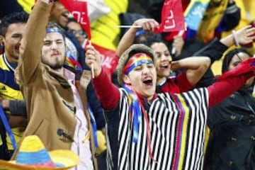 La hinchada Colombia presente en todas partes del mundo.