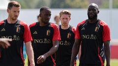 Los jugadores de Bélgica, en el entrenamiento.
