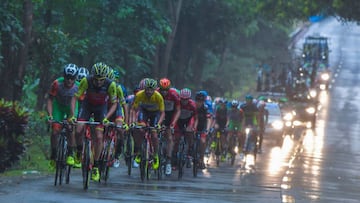 Cyclists competing during the 2017 Tour of Hainan. 