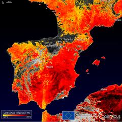 Los satélites registran 53 grados en el suelo de España